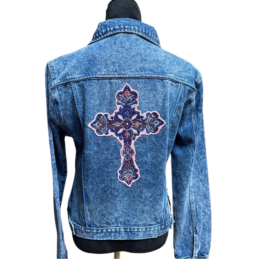 Cross Hand Designed Jean Jacket NWT - image 1